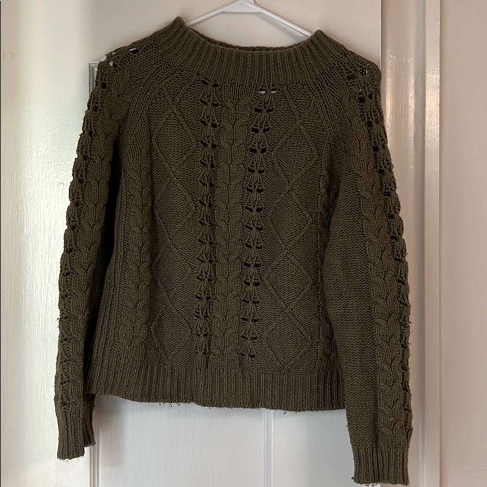J Crew olive green sweater (s)
